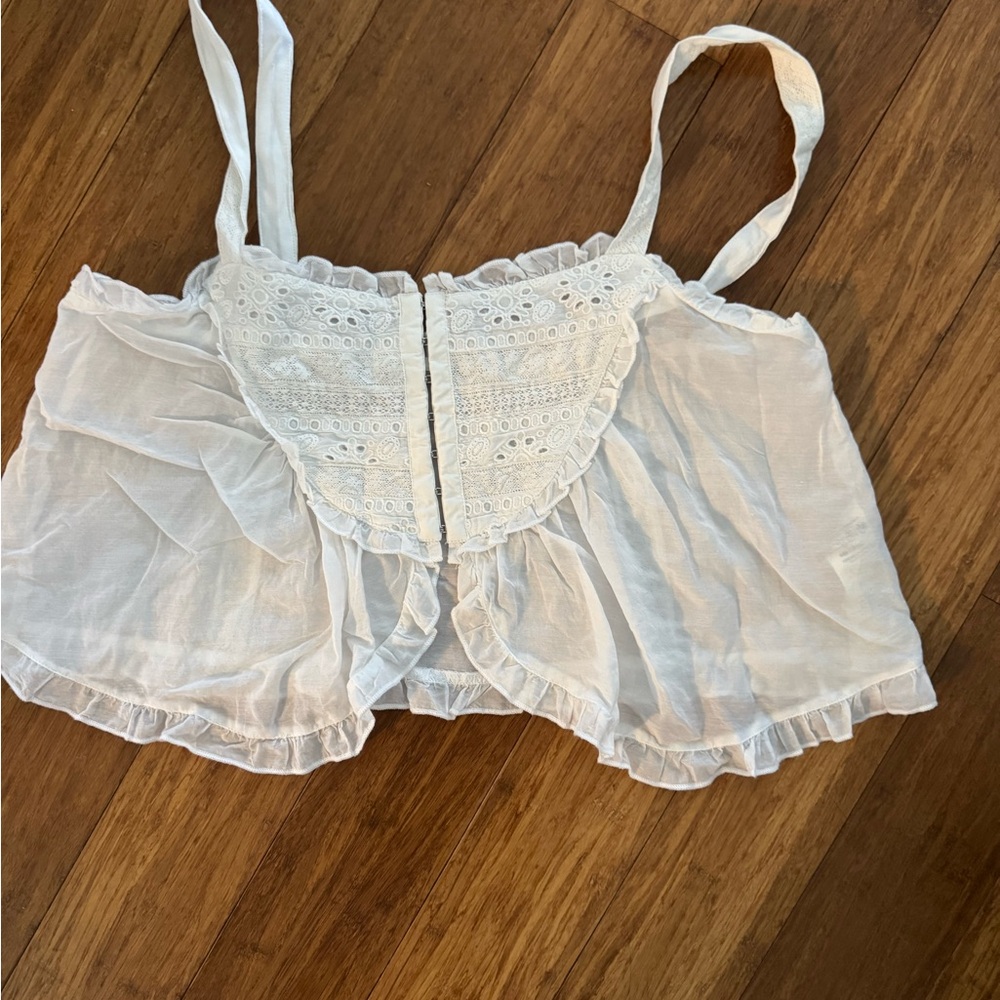 Free People White Ruffled Blouse - Picture 3 of 7